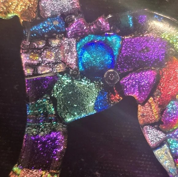 Dichroic Fused Glass Artisan Made  Horse Pony Animal Pin Brooch - Picture 4 of 7